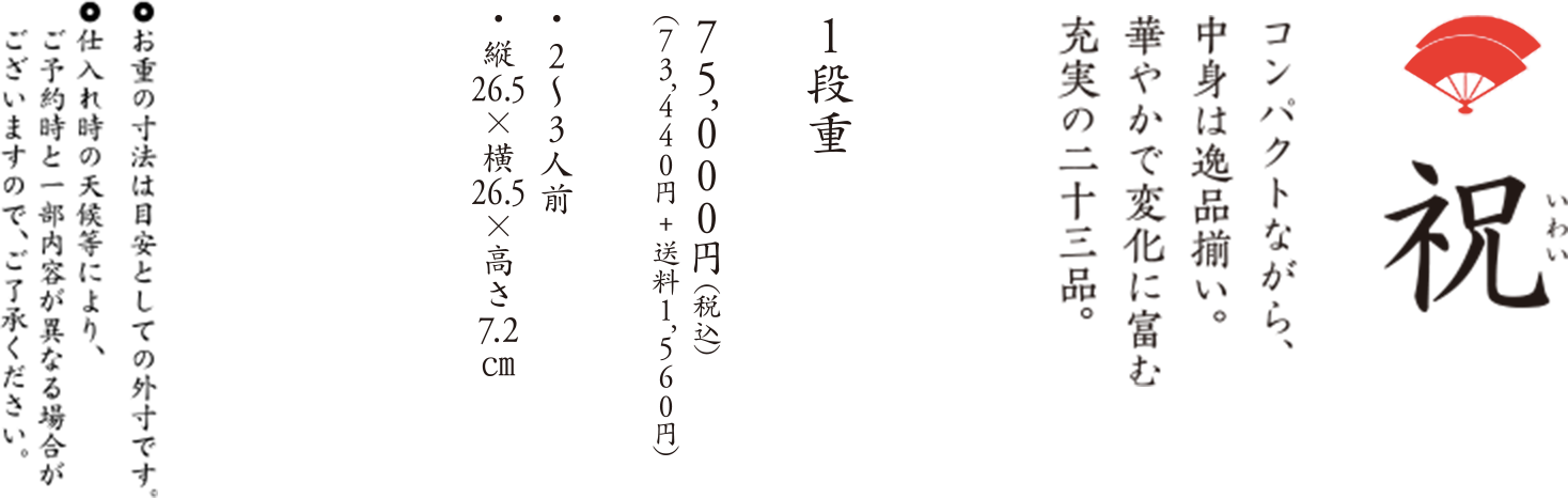 祝 60,000円 2~4名様用 26.5×26.5×高さ7.2センチ 限定100セット